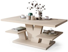 Mazzoni VIVA MAT Béžová [Super Mat / Anti-fingerprint] - MODERNÝ KONFERENČNÝ STOLÍK S POLIČKAMI KAŠMÍR