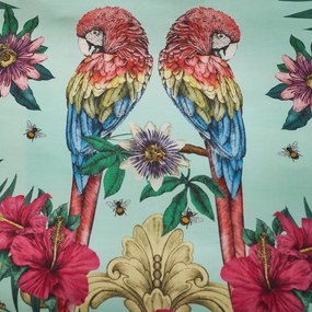 Zelené/modré obliečky na dvojlôžko z bavlneného saténu 200x200 cm Paradise Parrot – Matthew Williamson