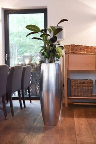 Exkluzívny kvetináč MAGNUM, sklolaminát, výška 80 cm, strieborná metalíza