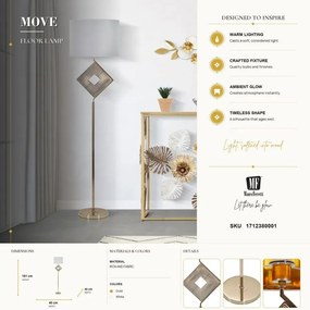 Stojacia lampa Move 161 cm zlatá/biela