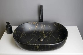 Sapho Sapho, CALEO keramické umývadlo na dosku, 60x42cm, mramor portoro, CA590PT