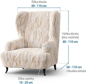 Bielastické poťahy UNIVERSO NOVÉ žíhané béžové kreslo ušiak (š. 60 - 110 cm)