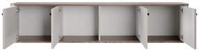 Závesný TV stolík Vespera 4D 187 cm - kašmírová / orech / čierna