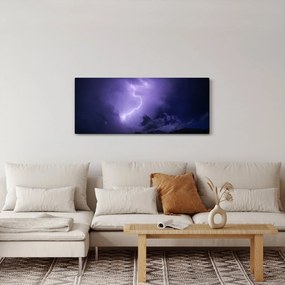 Obraz - fialová obloha a blesk (120x50 cm)