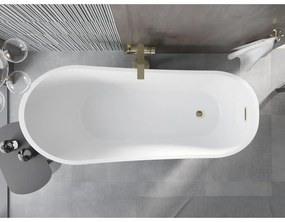 Mexen Alta, voľne stojaca vaňa 170 x 75 cm, biela-čierna, zlatý lesklý prepad, 52141707575-50