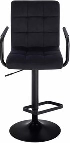 LuxuryForm DESIGN Barová stolička VERONA BLACK VELUR na čiernom tanieri - čierna