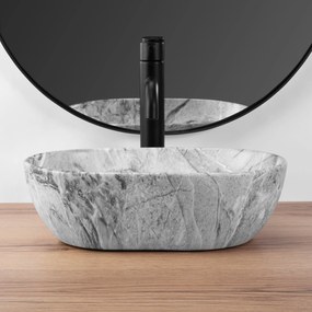 Rea Amelia Mini STONE MATT, umývadlo na dosku 380x260x130 mm, šedá-imitácia kameňa, REA-U9109