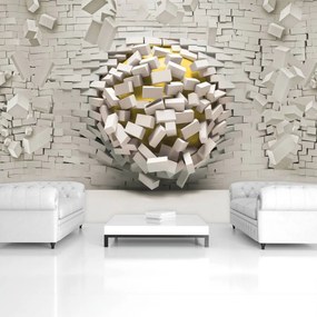 Fototapeta - 3D múr s loptou (254x184 cm)