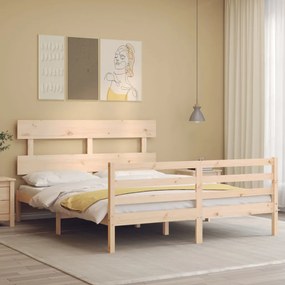 Rám postele s čelom 5FT masívne drevo veľkosti King 3195096