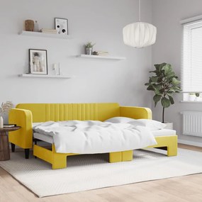 Denná posteľ s rozkladacou posteľou žltá 80x200 cm zamat 3197061