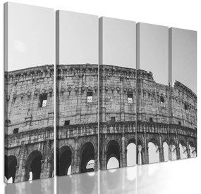 5-dielny obraz nádherné Koloseum v čiernobielom prevedení