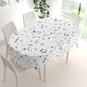 Biante Bavlnený oválny obrus Sandra SA-391 Lúčne kvietky s motýlikmi 50x100 cm