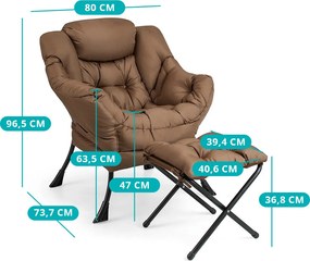 Relaxačné kreslo s podnožkou, hnedé