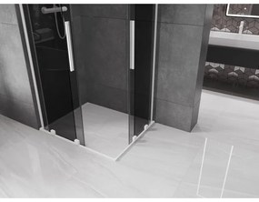 Mexen Velar L Duo, sprchový kút s posuvnými dverami 100 x 90 cm, 8mm šedé sklo, biela matná, 871-100-090-02-43-20