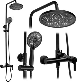 Rea Ontario, sprchový set s ručnou a hlavovou sprchou, čierna matná, REA-P5712
