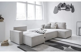 Biela menčestrová rozkladacia rohová pohovka (pravý roh/do tvaru "U") Brave Dave – Miuform