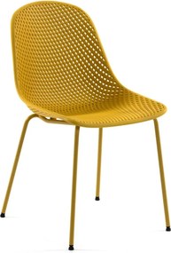 Žltá kovová záhradná stolička Quinby – Kave Home