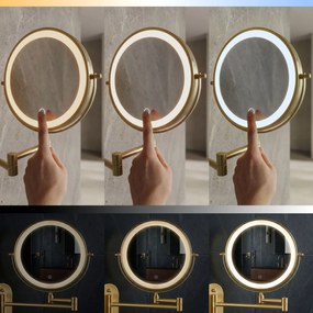 Rea Glow, kozmetické LED zrkadlo nástenné 20 cm, zlatá matná, HOM-70001