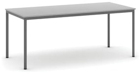 Stôl jedálenský, 1800 x 800 mm, tmavo sivá podnož, sivá