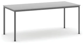 Stôl jedálenský, 1800 x 800 mm, tmavo sivá podnož, sivá