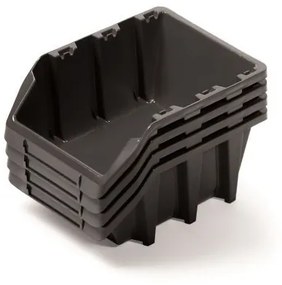 Sada 4 úložných boxov po 29,5 × 19,8 × 13,3 cm, čierna