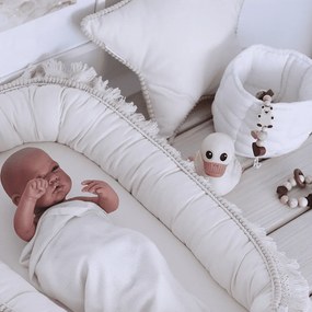 Boho vankúš hviezda s bublinkami vanilka 50 cm