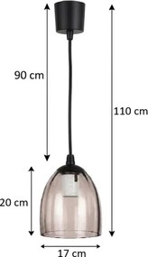 BRILAGI - LED luster na lanku R GLASS 1xE27/60W/230V pr. 17 cm čierna/dymovo-béžová