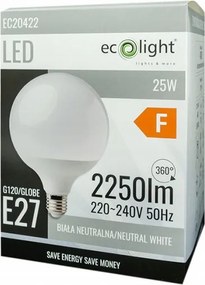 ECOLIGHT LED žiarovka - E27 - 25W - G120 - neutrálna biela