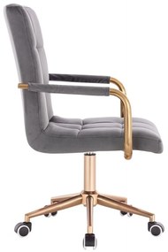 LuxuryForm DESIGN Stolička VERONA GOLD VELUR na zlatej podstave s kolieskami - tmavo šedá