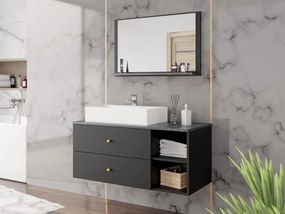 Kúpelňový nábytok Kiegi I, Farby: czarny mat / czarny mat + czarny marmur, Sifón: bez sifónu, Umývadlo: nie