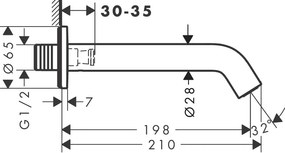 Hansgrohe Tecturis S, vaňový výtok, chrómová, HAN-73411000