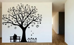 Nálepka na stenu do interiéru s motívom zaľúbeného páru pod stromom lásky