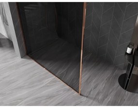 Mexen Kioto-XF, sprchová zástena s rámom 140 x 202 cm, 10mm šedé sklo, profil ružové zlato, 800-140-104-60-40-X