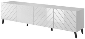 Elegantný TV stolík ABETO 200, biela - vysoký lesk