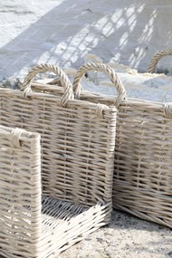 Súprava 2ks prútených košov s ušami French Basket Grey – 50*39*40/ 42*30*37 cm