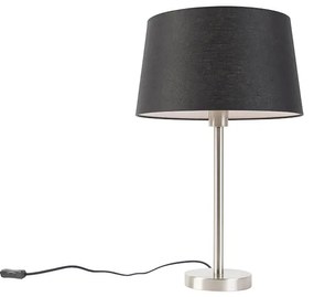 Moderná stolná lampa oceľ s čiernym tienidlom 35 cm - Simplo