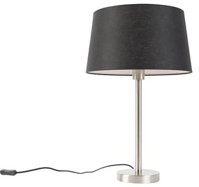 Moderná stolová lampa oceľ s čiernym tienidlom 35 cm - Simplo