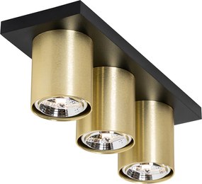 Moderné stropné bodové svietidlo čierne so zlatom 3-žiarovkové - Tubo