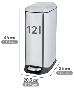 Pedálový odpadkový kôš z nehrdzavejúcej ocele v striebornej farbe 12 l Design – Wenko