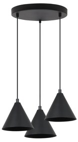 Závesné svietidlo Soho, 3x čierne kovové tienidlo, (fi 14cm), o