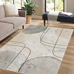 Sivo-krémový prateľný behúň 80x200 cm Simple Lines – Mila Home