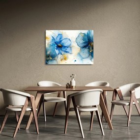 Sklenený obraz - Kvetinová, atramentová maľba (70x50 cm)