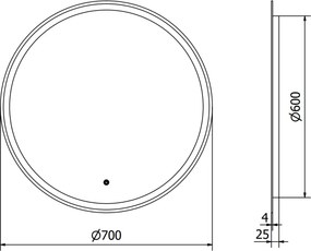 Mexen Gobi, LED okrúhle kúpeľňové zrkadlo s podsvietením 70 cm, 6000K, ochrana proti zahmlievaniu, 9801-070-070-611-00