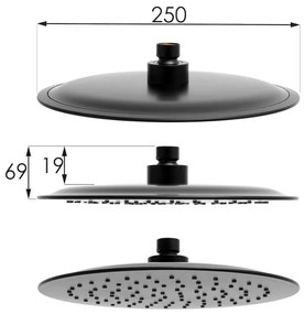 Erga Bergen Therm, sprchová súprava s termostatickou batériou a dažďovou hlavicou 25cm, čierna matná, ERG-YKA-BP.BERGEN-THERM-25-BLK