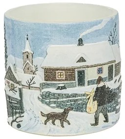 Lampáš s ilustráciou zimnej dediny