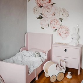 Drevený kočík pre bábiky a nácvik chôdze biela