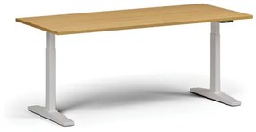 Výškovo nastaviteľný stôl, elektrický, 675-1325 mm, doska 1800x800 mm, biela podnož, buk