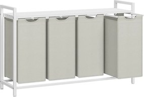 VASAGLE 4-kôšový prádlový kôš 4 × 40 L, 116 × 33 × 72 cm, krémovo biely a matne biely