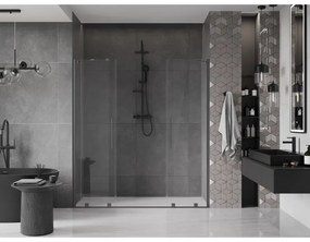 Mexen Velar Duo, posuvné sprchové dvere do otvoru 180 cm, 8mm číre sklo, brúsený grafit, 871-180-000-02-95