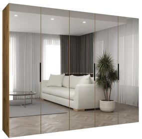 Šatníková skriňa 250 cm Mirabella 3 (dub artisan + čierna). Akcia -20%. Vlastná spoľahlivá doprava až k Vám domov. 1126479